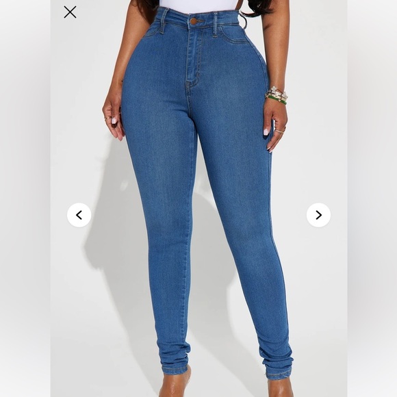 Denim - Medium blue wash High-Waisted Skinny Jeans